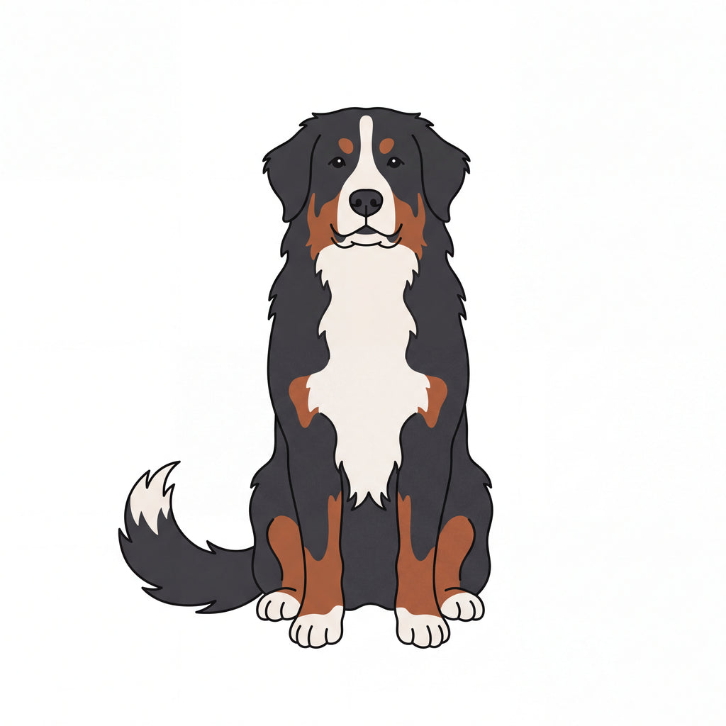 PawTale Press artwork: Bernese Mountain Dog, Modern line style