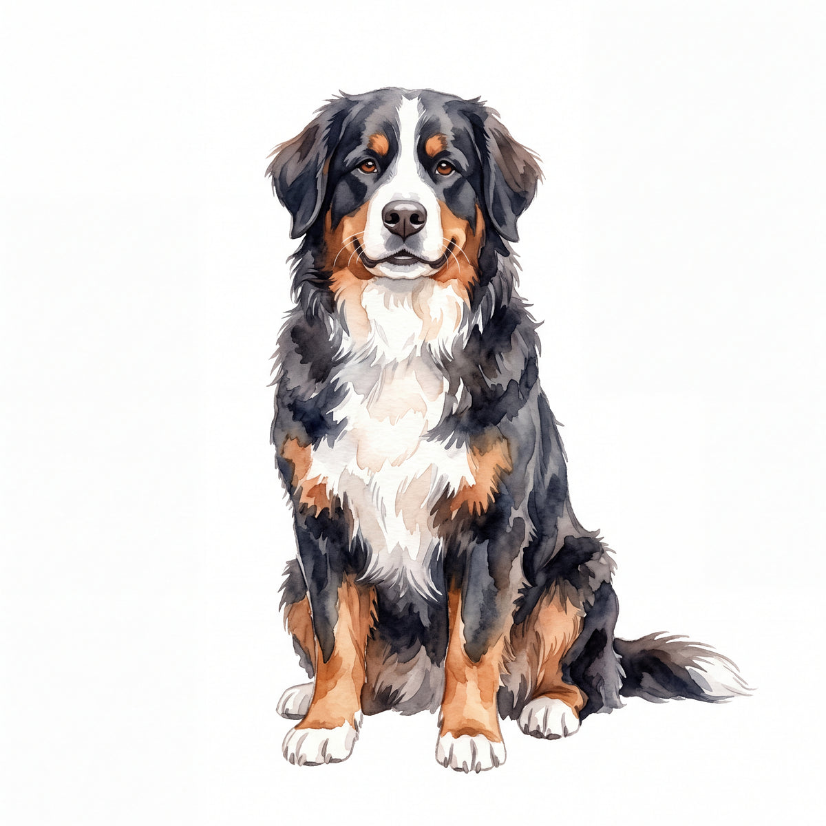 PawTale Press artwork: Bernese Mountain Dog, Watercolor style