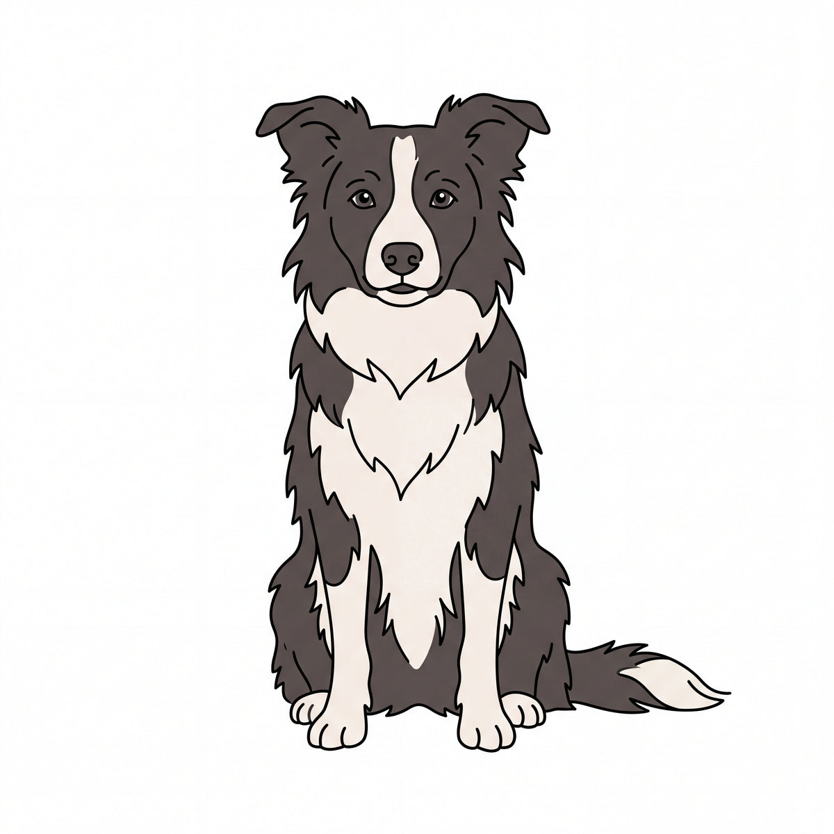 PawTale Press artwork: Border Collie, Modern line style