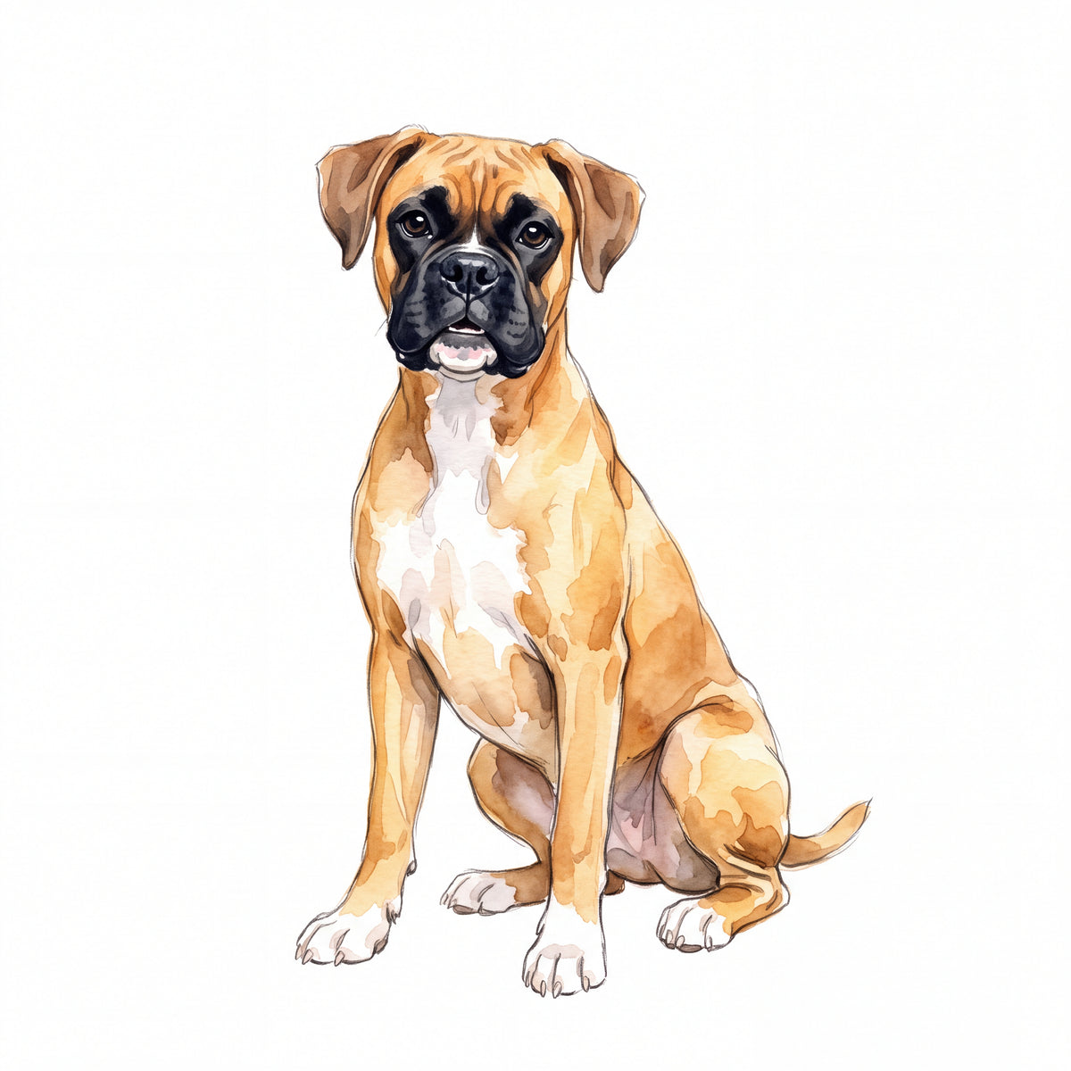 PawTale Press artwork: Boxer, Watercolor style