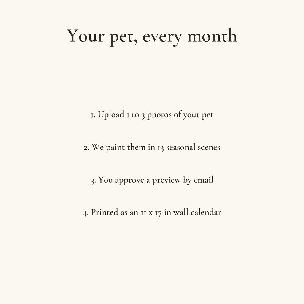 How the personalized pet calendar works, in four steps