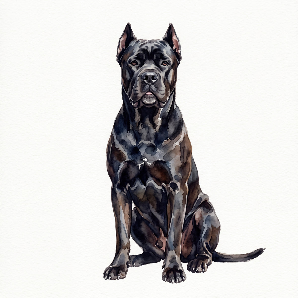 PawTale Press artwork: Cane Corso (black), Watercolor style