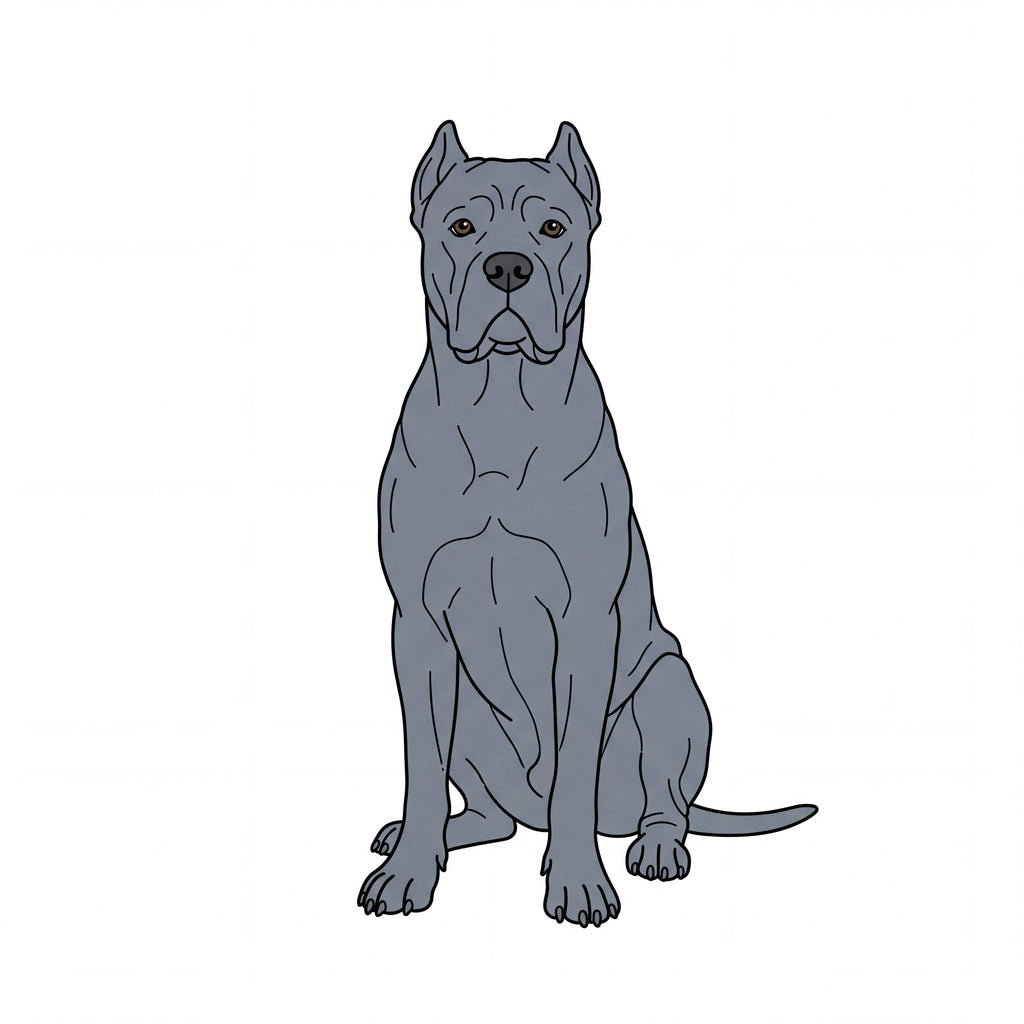 PawTale Press artwork: Cane Corso (grey), Modern line style