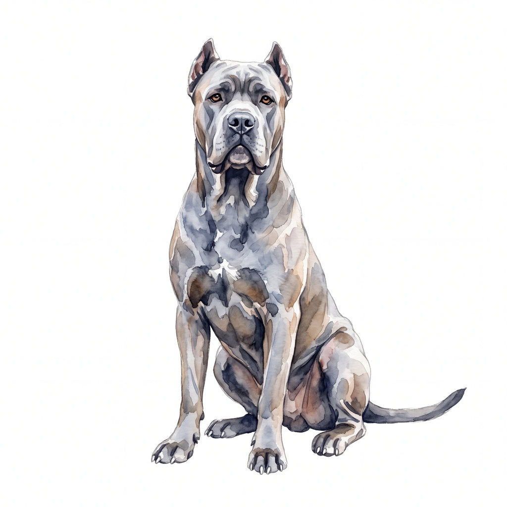 PawTale Press artwork: Cane Corso (grey), Watercolor style