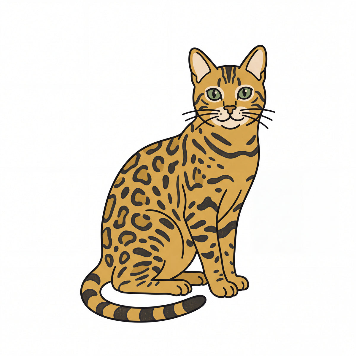 PawTale Press artwork: Bengal cat, Modern line style