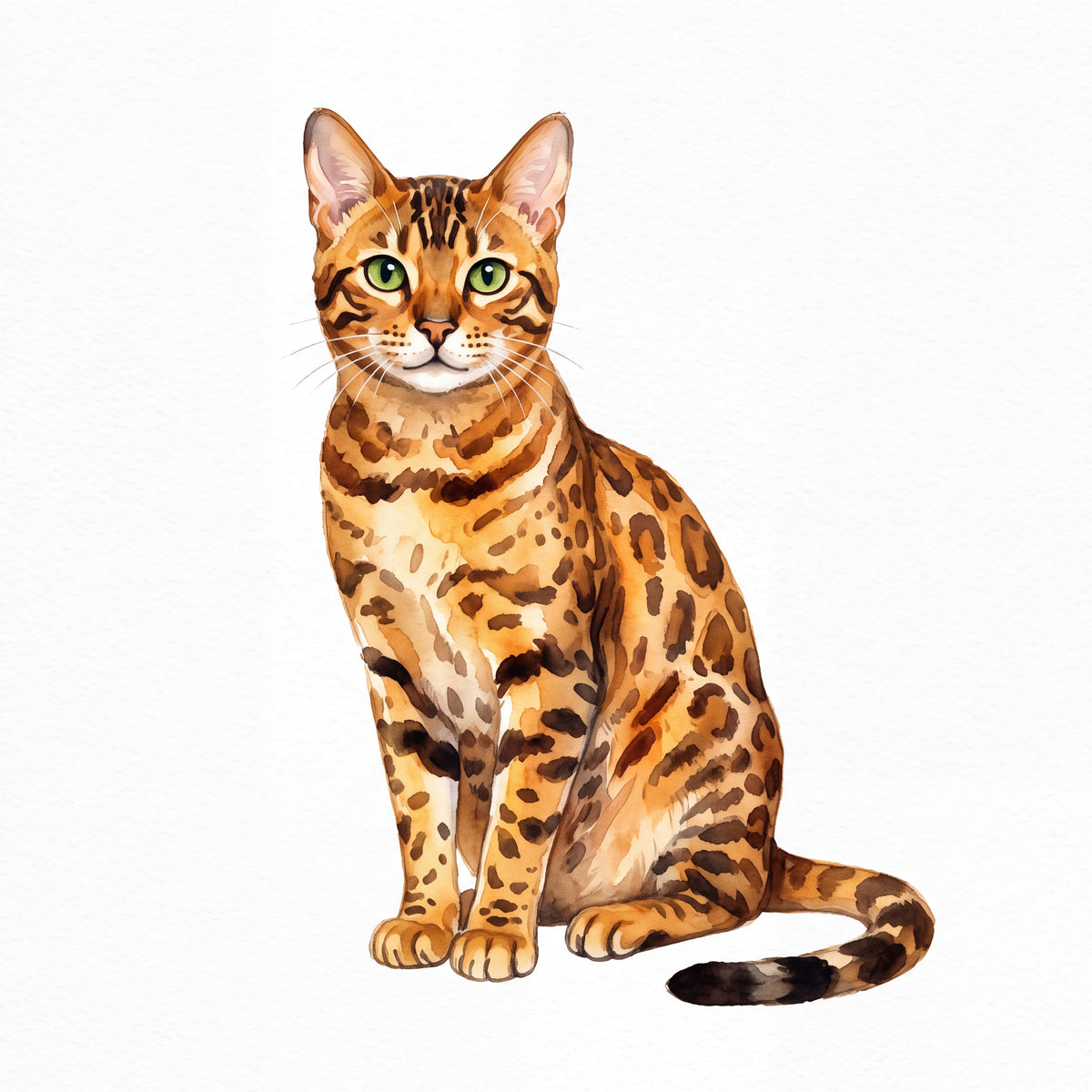 PawTale Press artwork: Bengal cat, Watercolor style