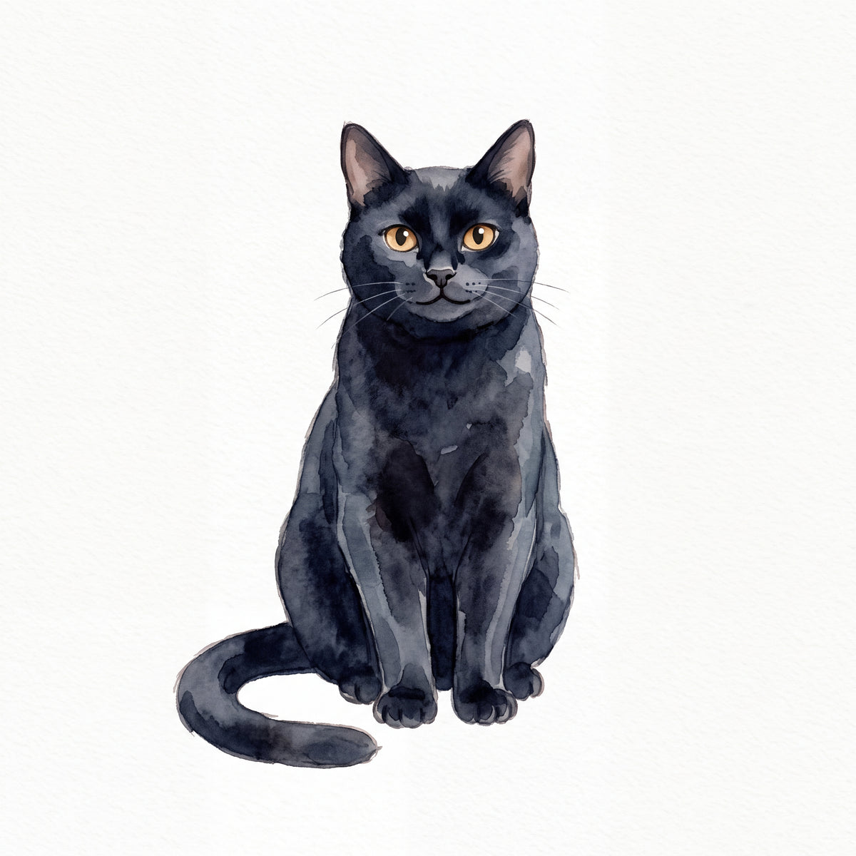PawTale Press artwork: Black cat, Watercolor style