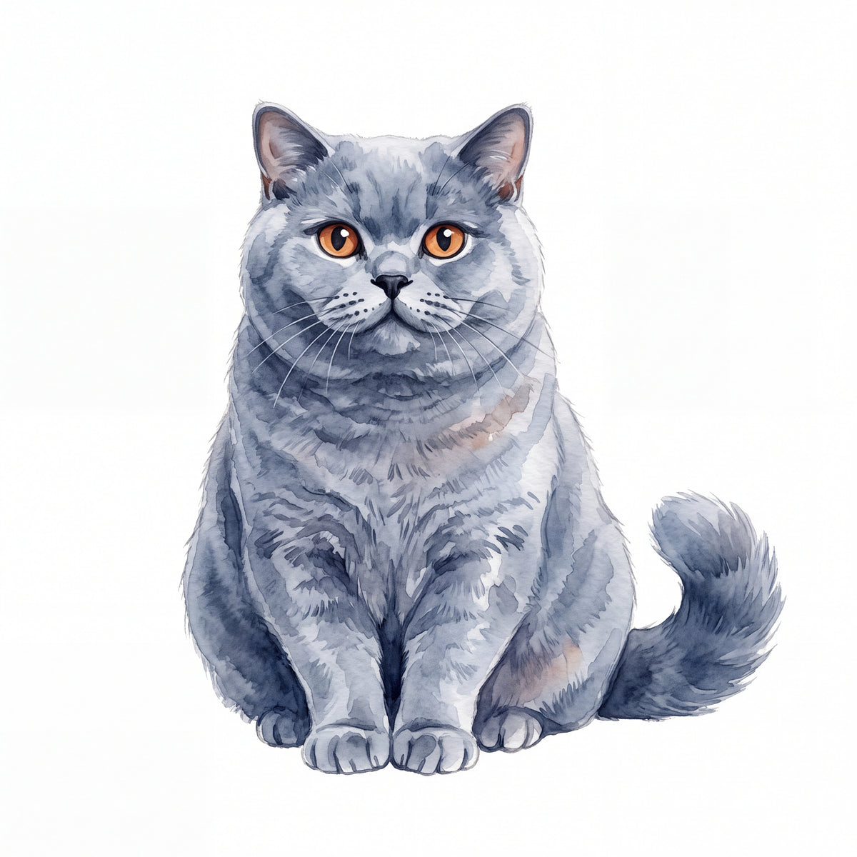 PawTale Press artwork: British Shorthair, Watercolor style