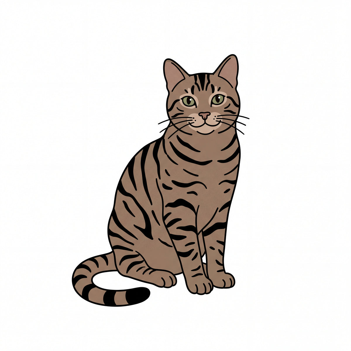 PawTale Press artwork: Brown tabby cat, Modern line style
