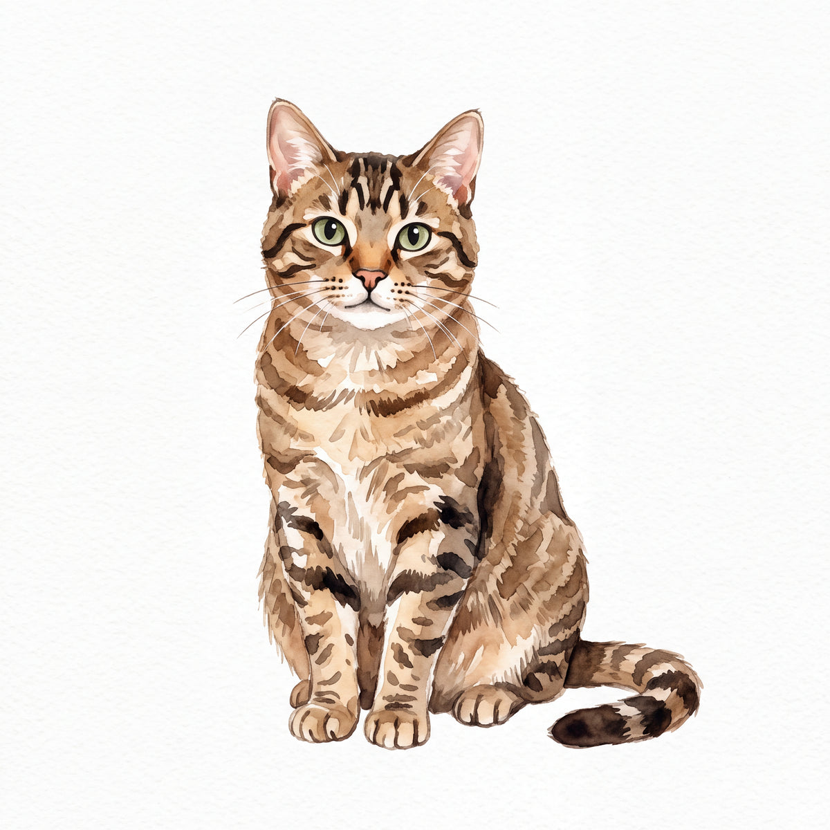 PawTale Press artwork: Brown tabby cat, Watercolor style