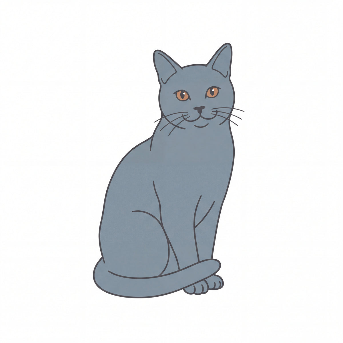 PawTale Press artwork: Grey cat, Modern line style