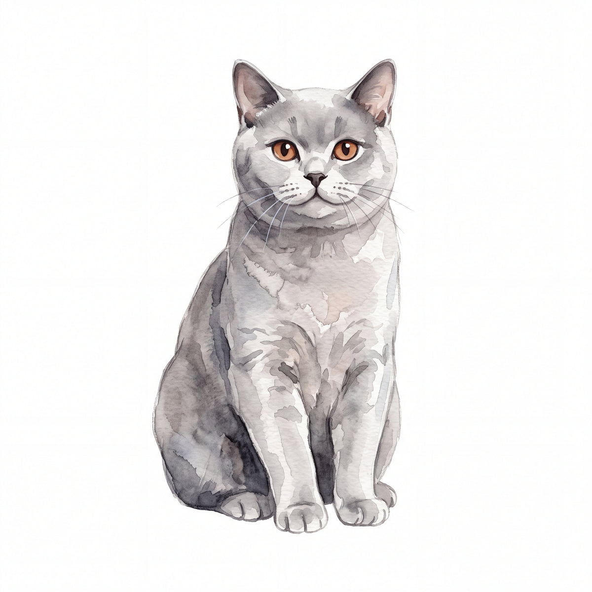 PawTale Press artwork: Grey cat, Watercolor style