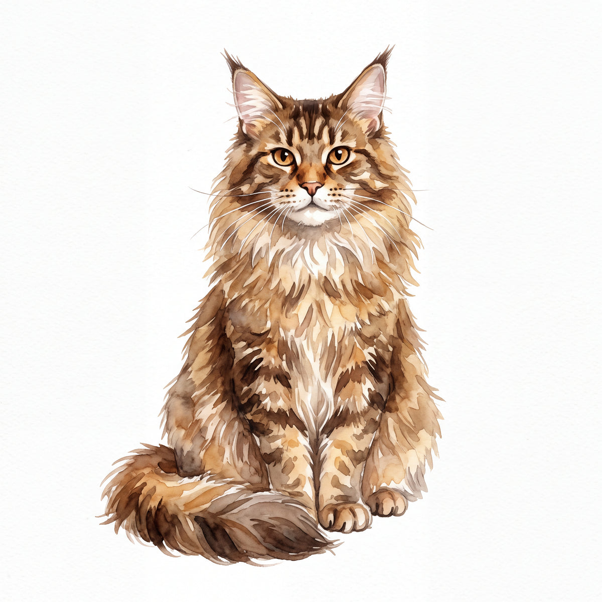 PawTale Press artwork: Maine Coon, Watercolor style