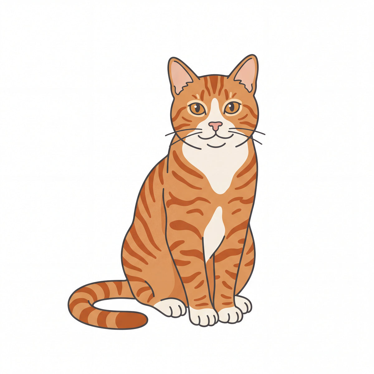 PawTale Press artwork: Orange tabby cat, Modern line style