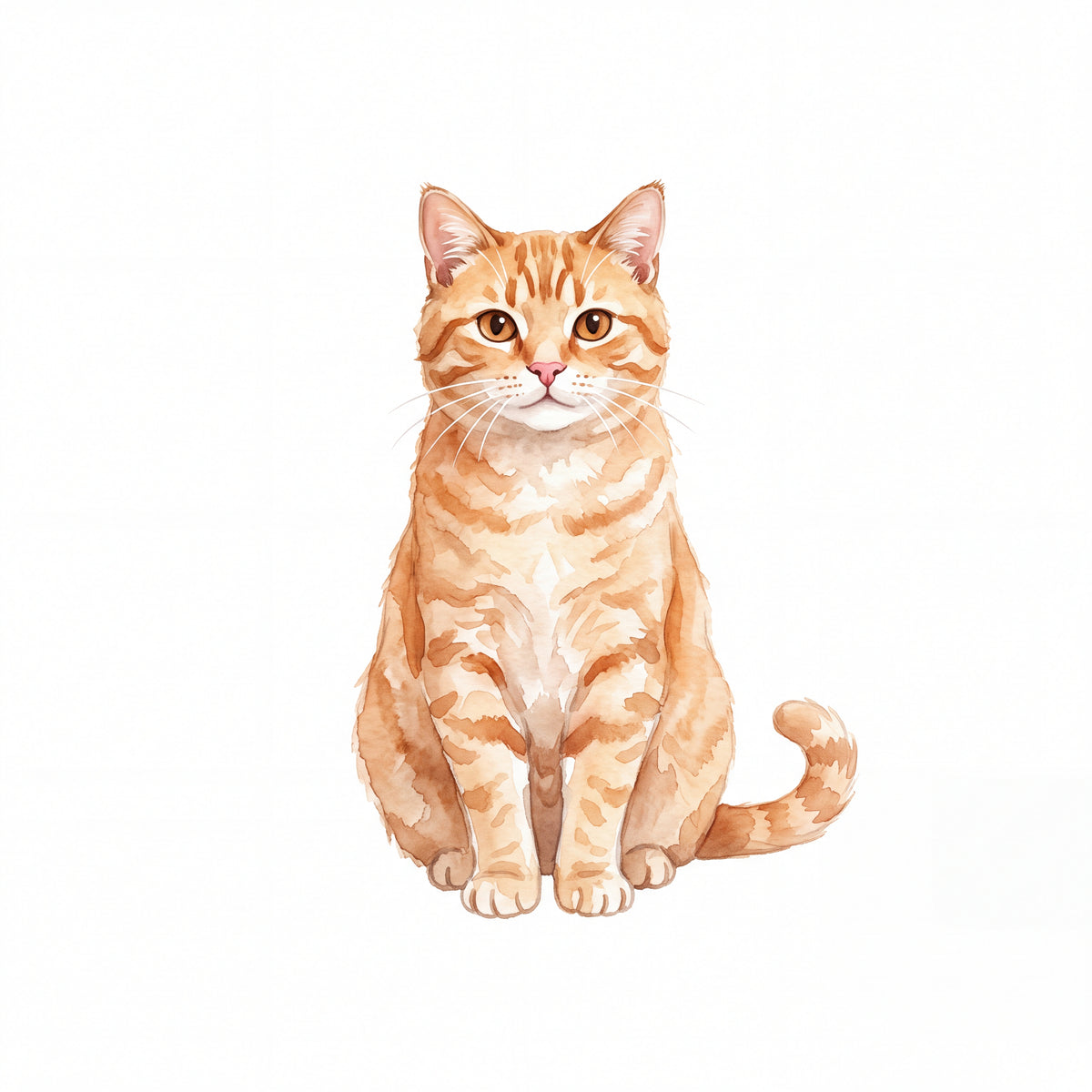 PawTale Press artwork: Orange tabby cat, Watercolor style