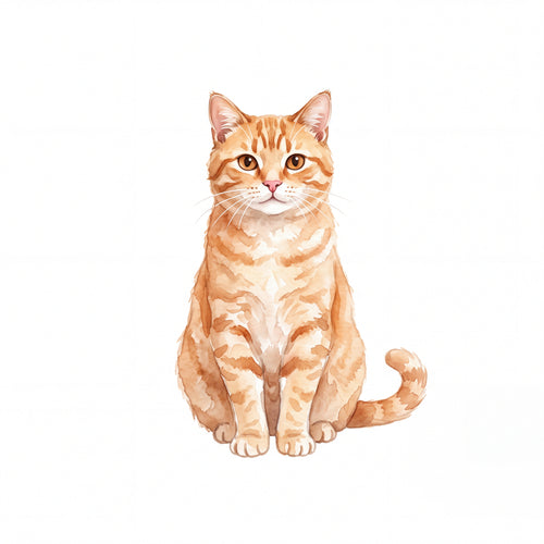 PawTale Press artwork: Orange tabby cat, Watercolor style