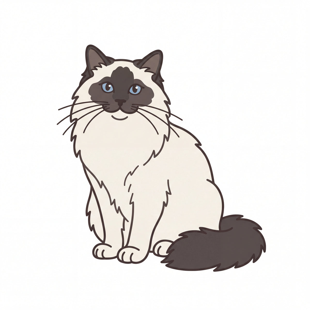 PawTale Press artwork: Ragdoll cat, Modern line style