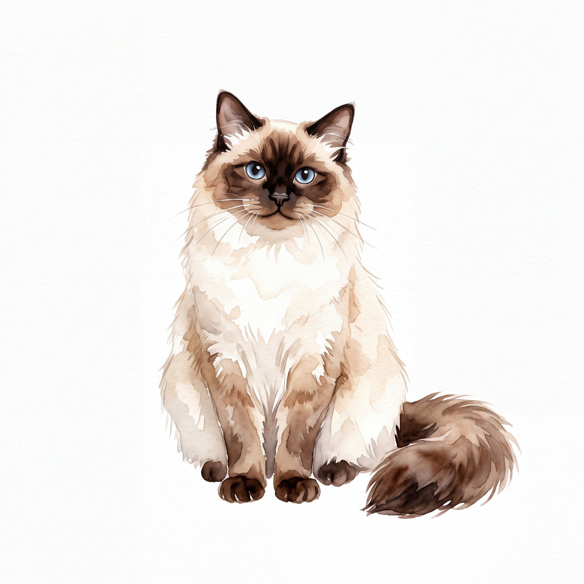 PawTale Press artwork: Ragdoll cat, Watercolor style