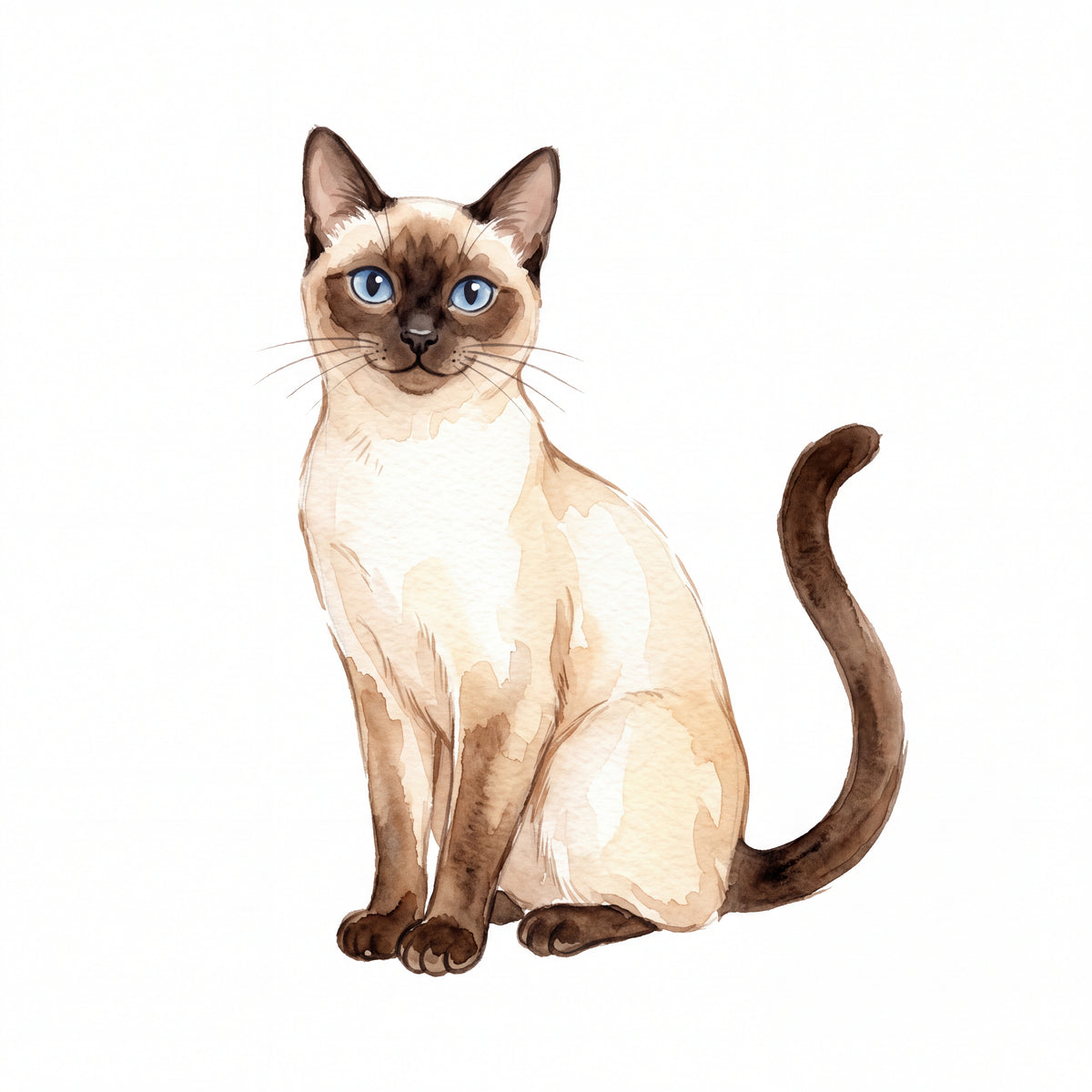 PawTale Press artwork: Siamese cat, Watercolor style