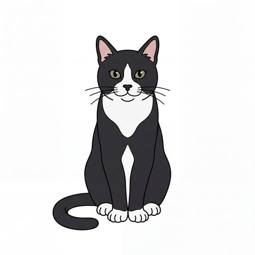 PawTale Press artwork: Tuxedo cat, Modern line style