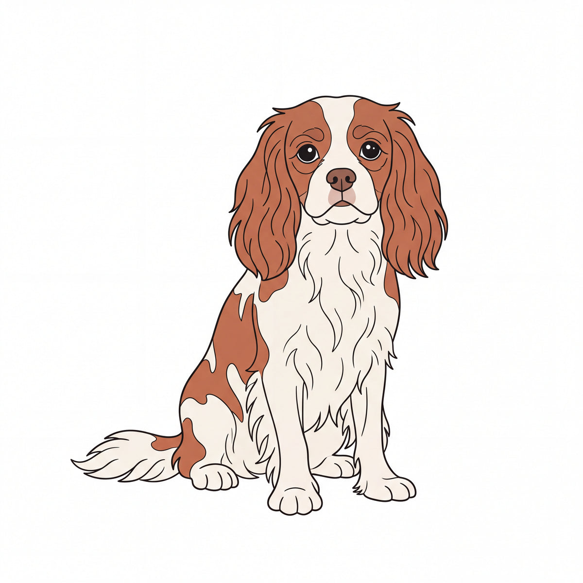 PawTale Press artwork: Cavalier King Charles Spaniel (Blenheim), Modern line style