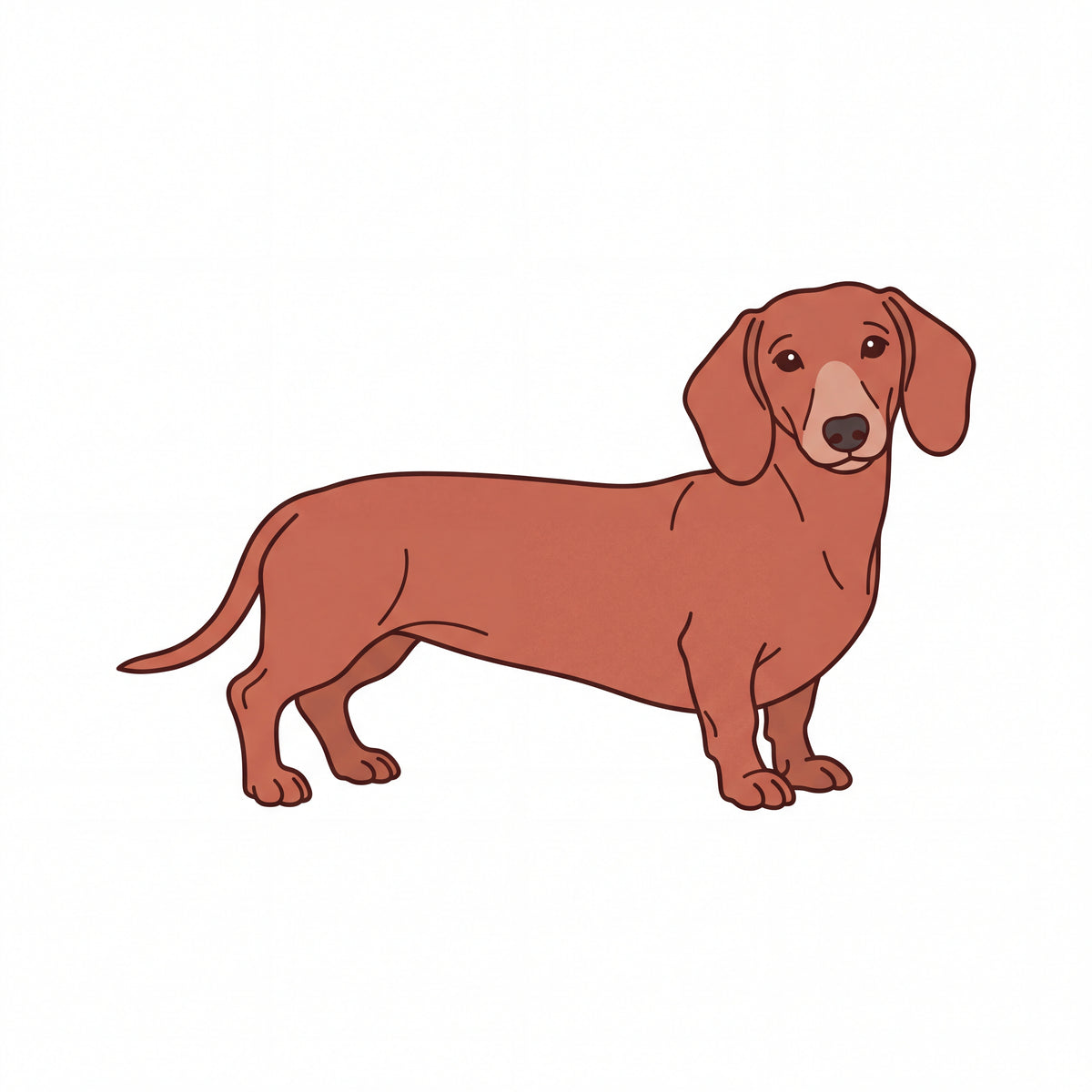 PawTale Press artwork: Dachshund (red), Modern line style