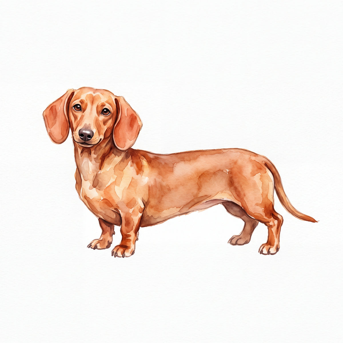 PawTale Press artwork: Dachshund (red), Watercolor style