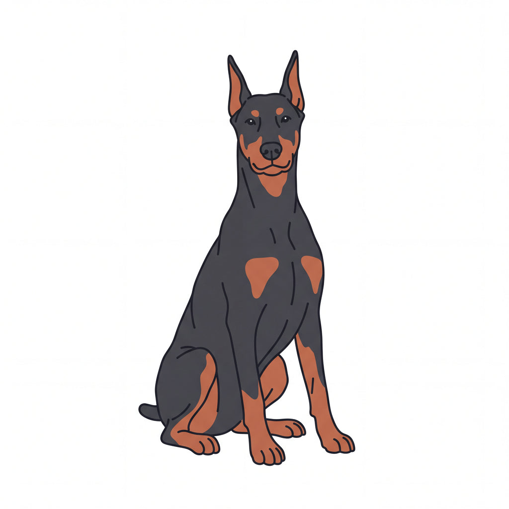 PawTale Press artwork: Doberman Pinscher, Modern line style