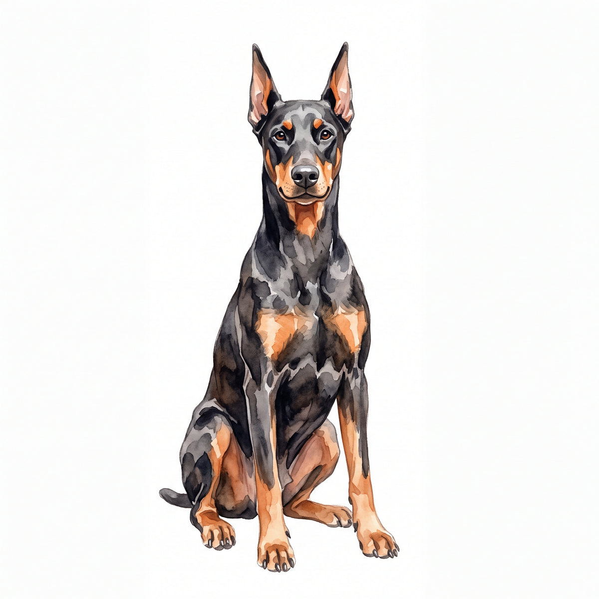 PawTale Press artwork: Doberman Pinscher, Watercolor style