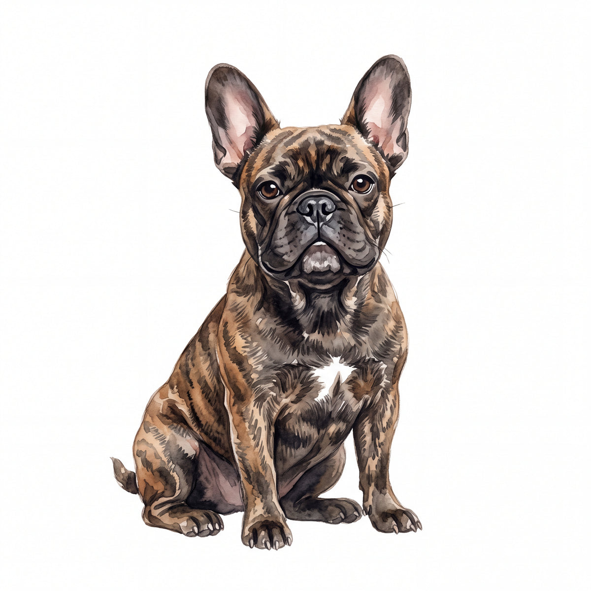 PawTale Press artwork: French Bulldog (brindle), Watercolor style