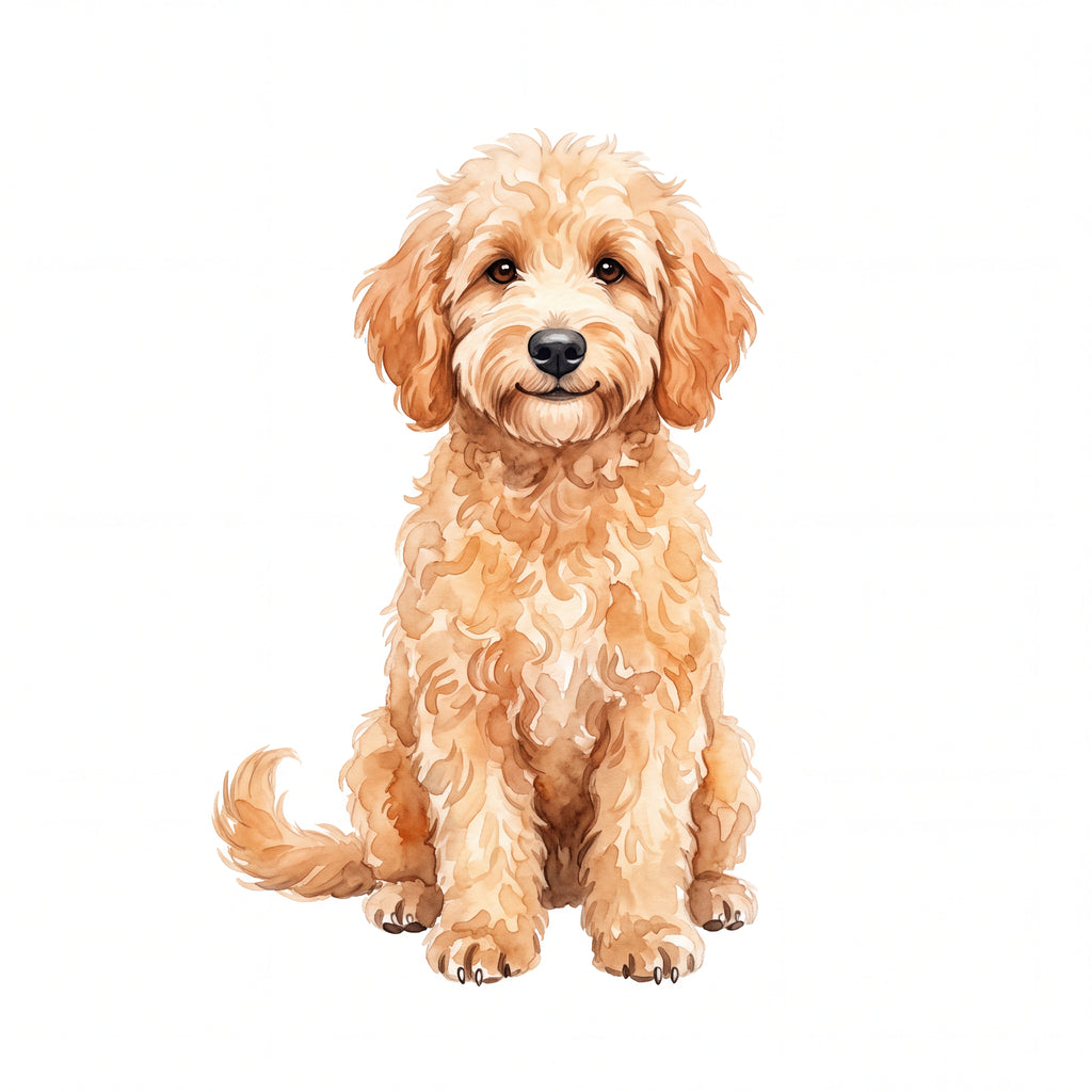 PawTale Press artwork: Goldendoodle, Watercolor style