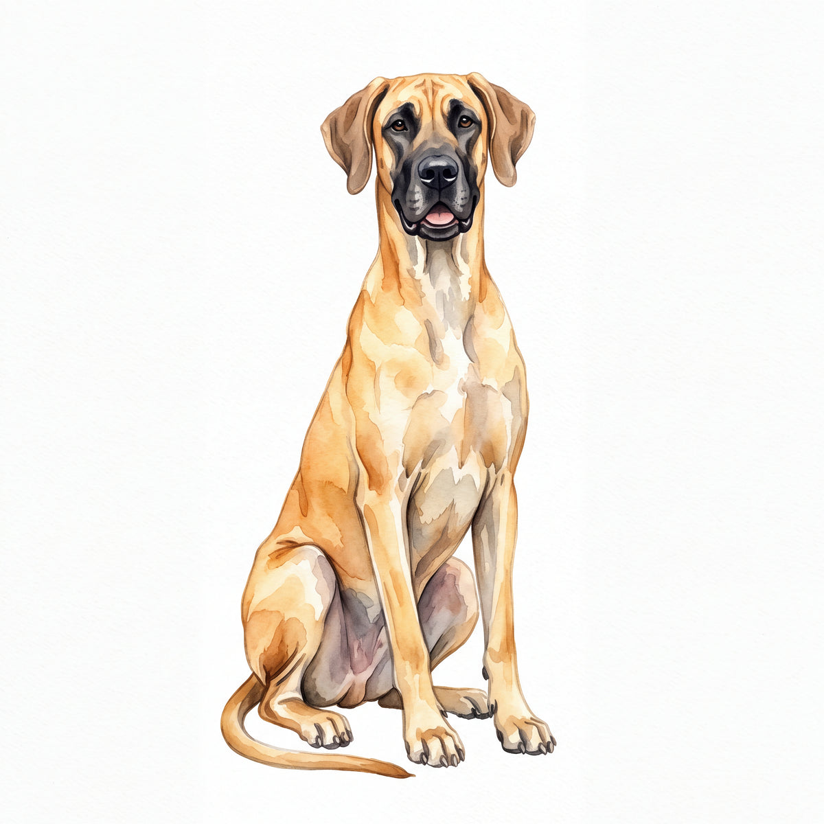 PawTale Press artwork: Great Dane (fawn), Watercolor style