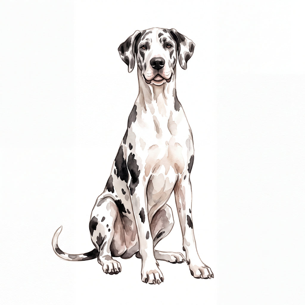 PawTale Press artwork: Great Dane (harlequin), Watercolor style