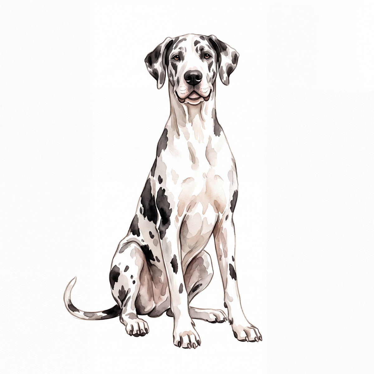 PawTale Press artwork: Great Dane (harlequin), Watercolor style
