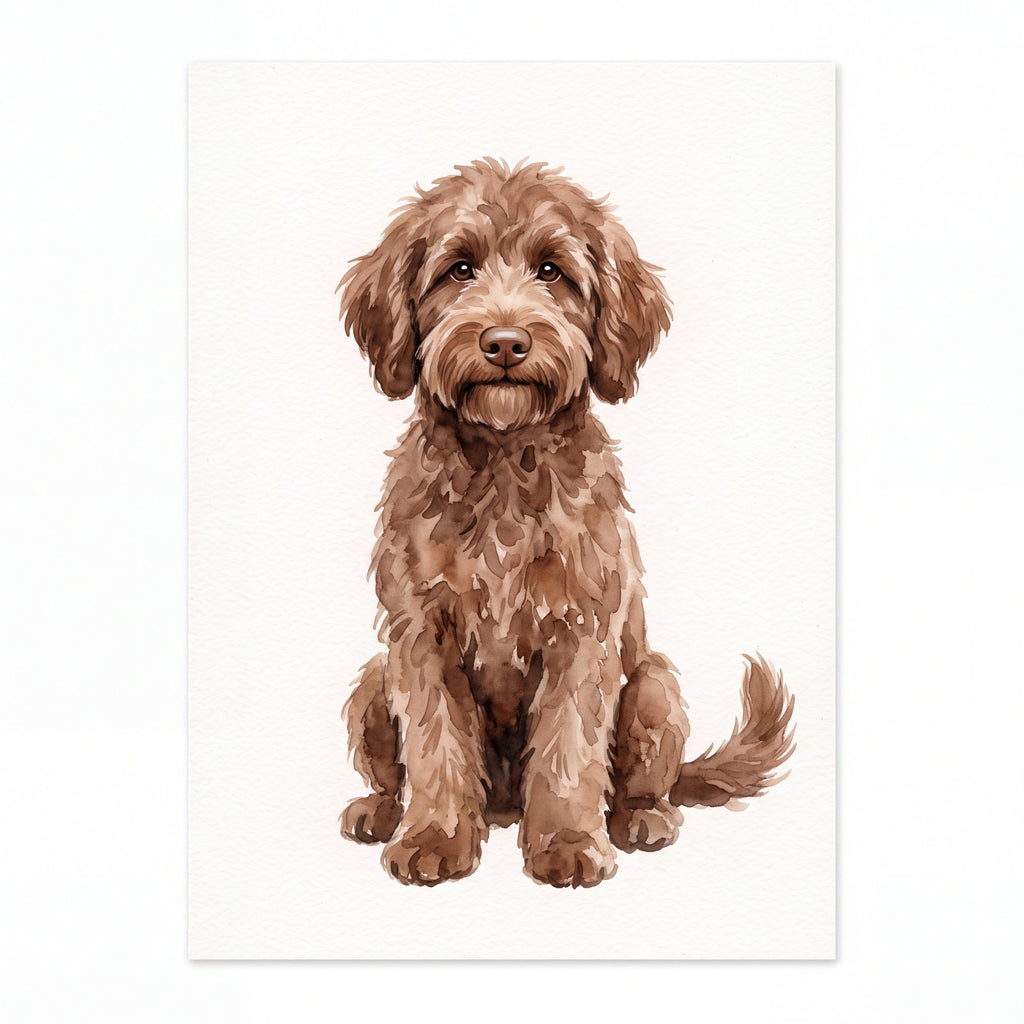 PawTale Press artwork: Labradoodle, Watercolor style