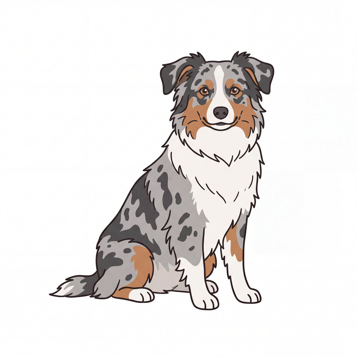 PawTale Press artwork: Miniature American Shepherd, Modern line style