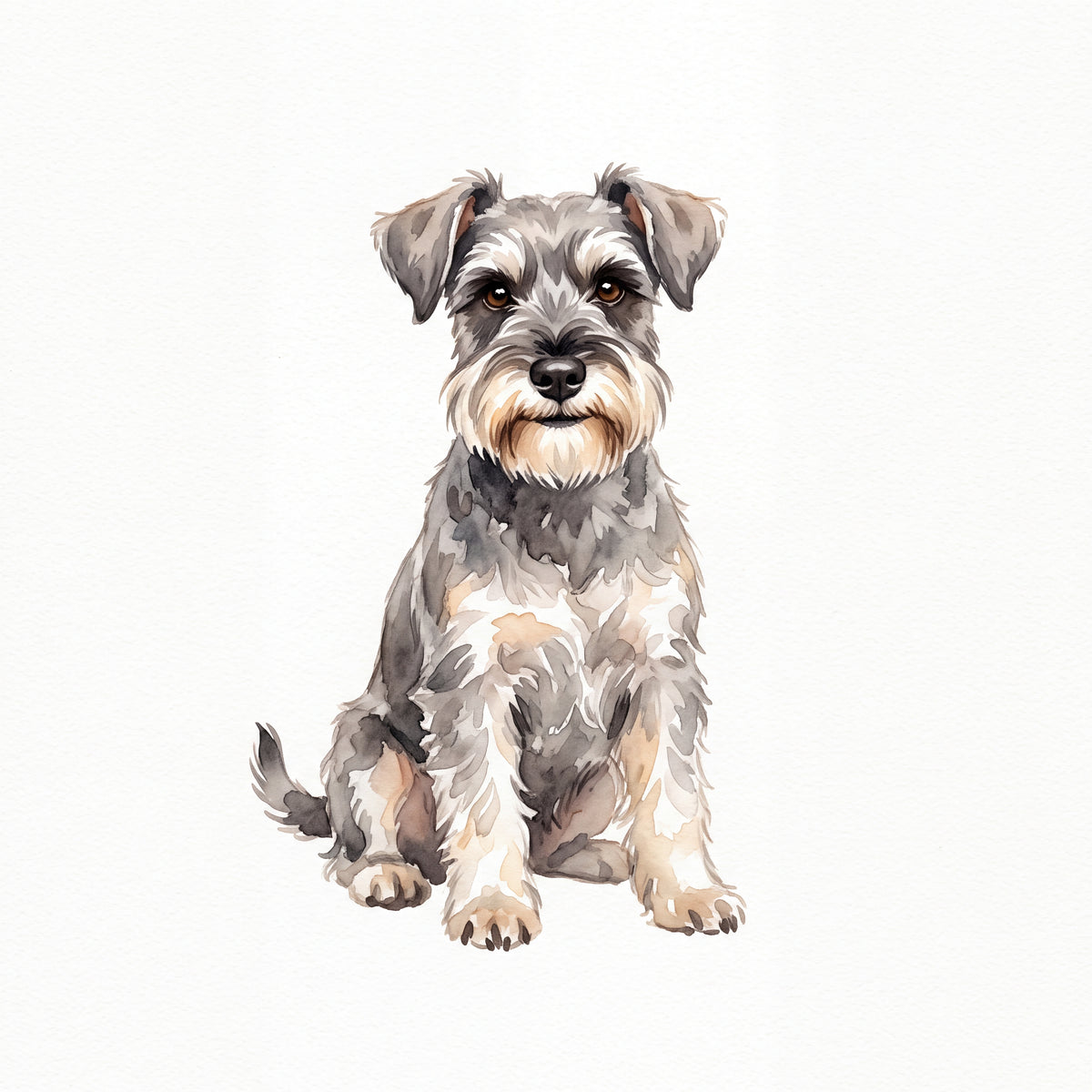 PawTale Press artwork: Miniature Schnauzer, Watercolor style