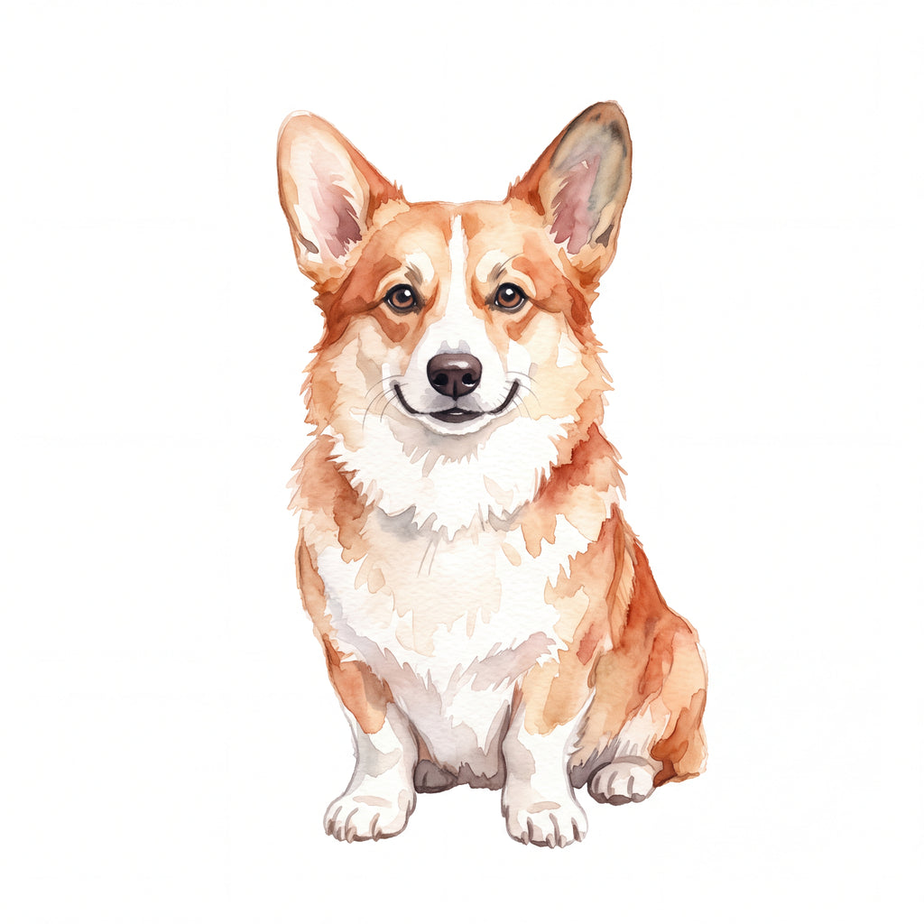 PawTale Press artwork: Pembroke Welsh Corgi, Watercolor style