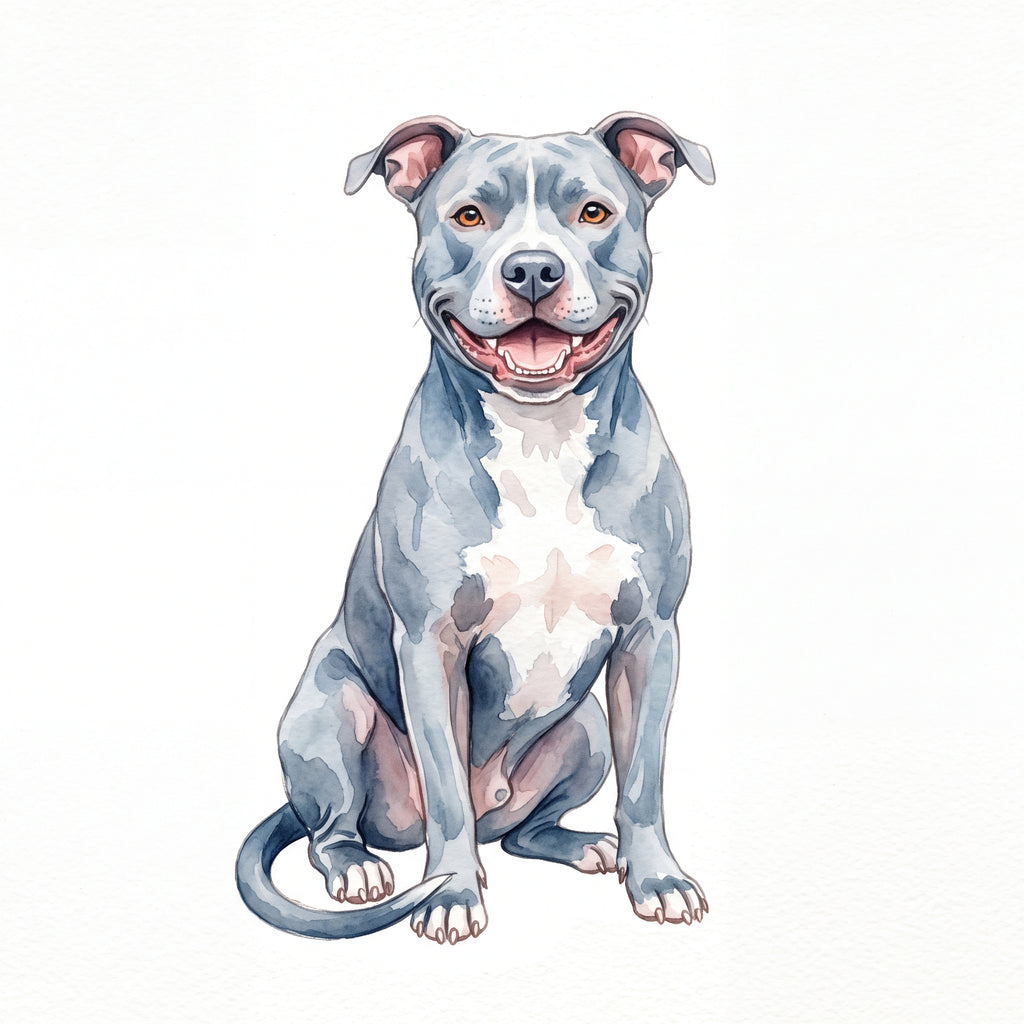PawTale Press artwork: Pit Bull (blue), Watercolor style