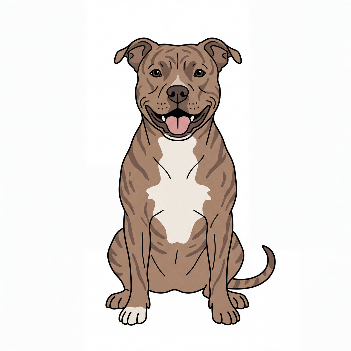 PawTale Press artwork: Pit Bull (brindle), Modern line style