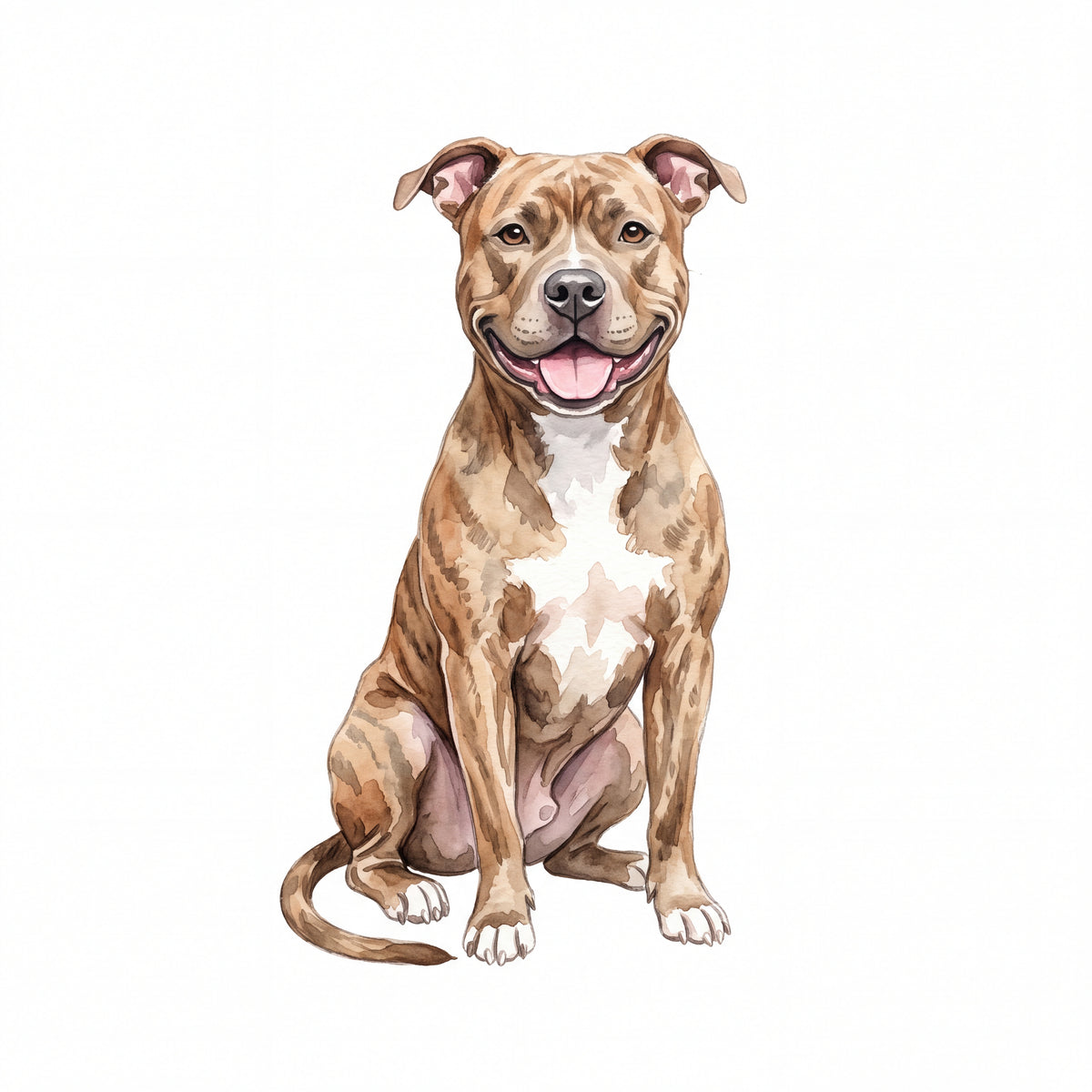PawTale Press artwork: Pit Bull (brindle), Watercolor style