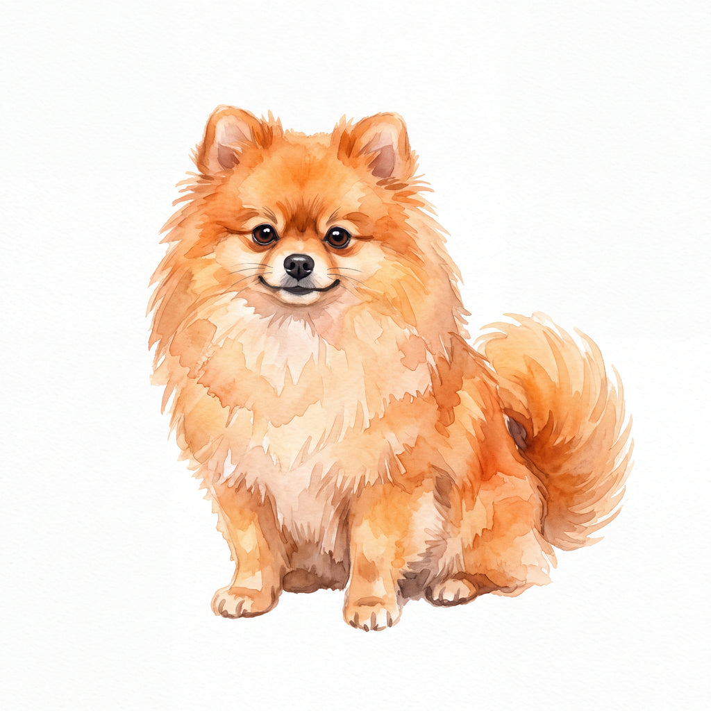 PawTale Press artwork: Pomeranian, Watercolor style