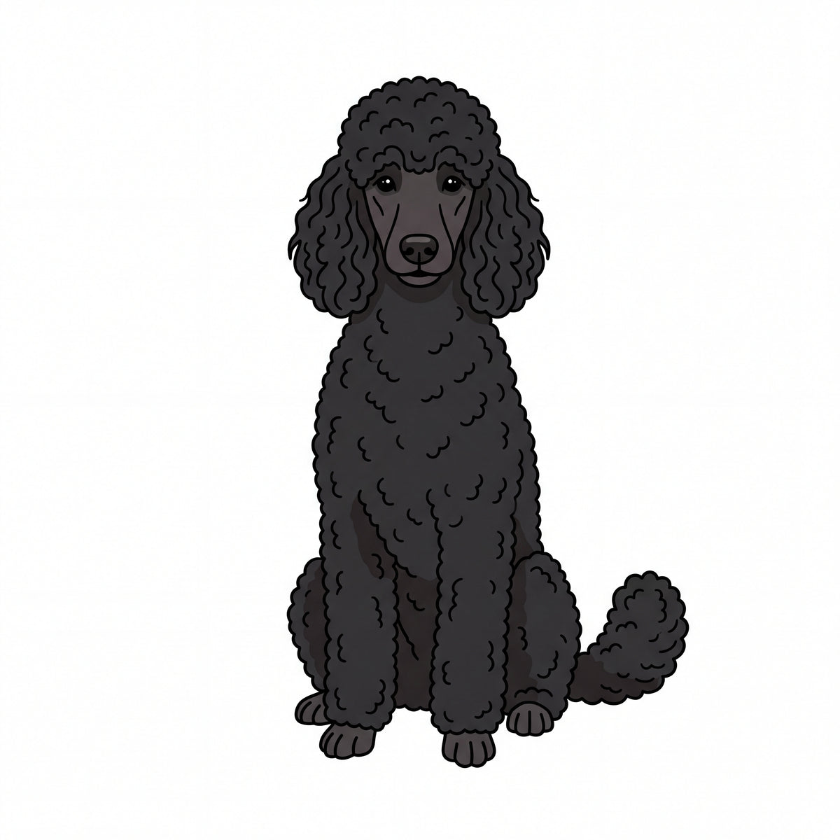 PawTale Press artwork: Poodle (black), Modern line style