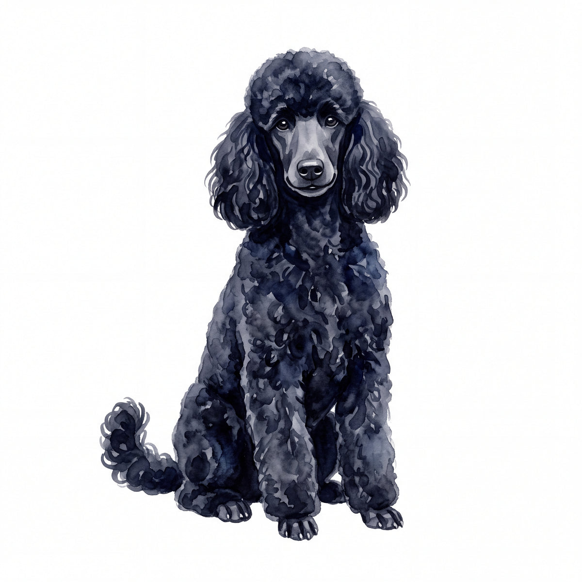 PawTale Press artwork: Poodle (black), Watercolor style