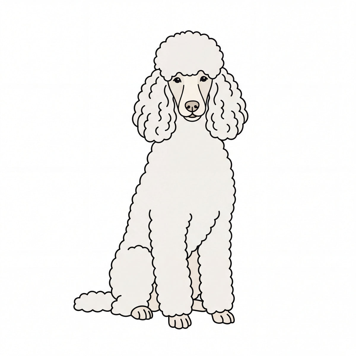 PawTale Press artwork: Poodle (white), Modern line style