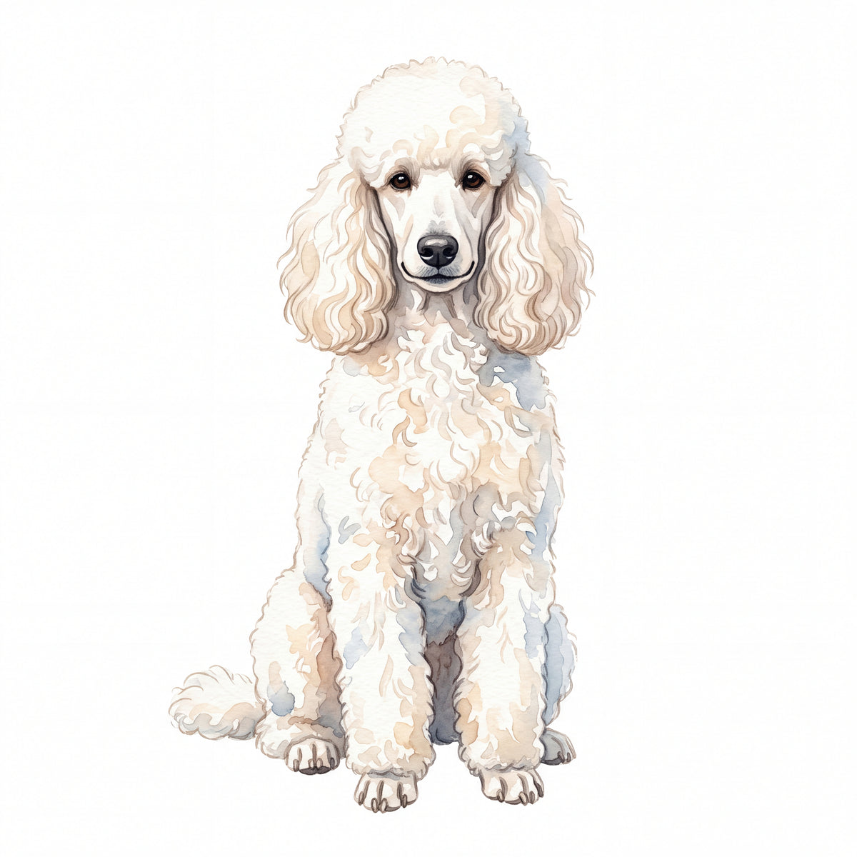 PawTale Press artwork: Poodle (white), Watercolor style