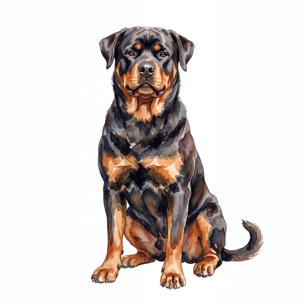 PawTale Press artwork: Rottweiler, Watercolor style