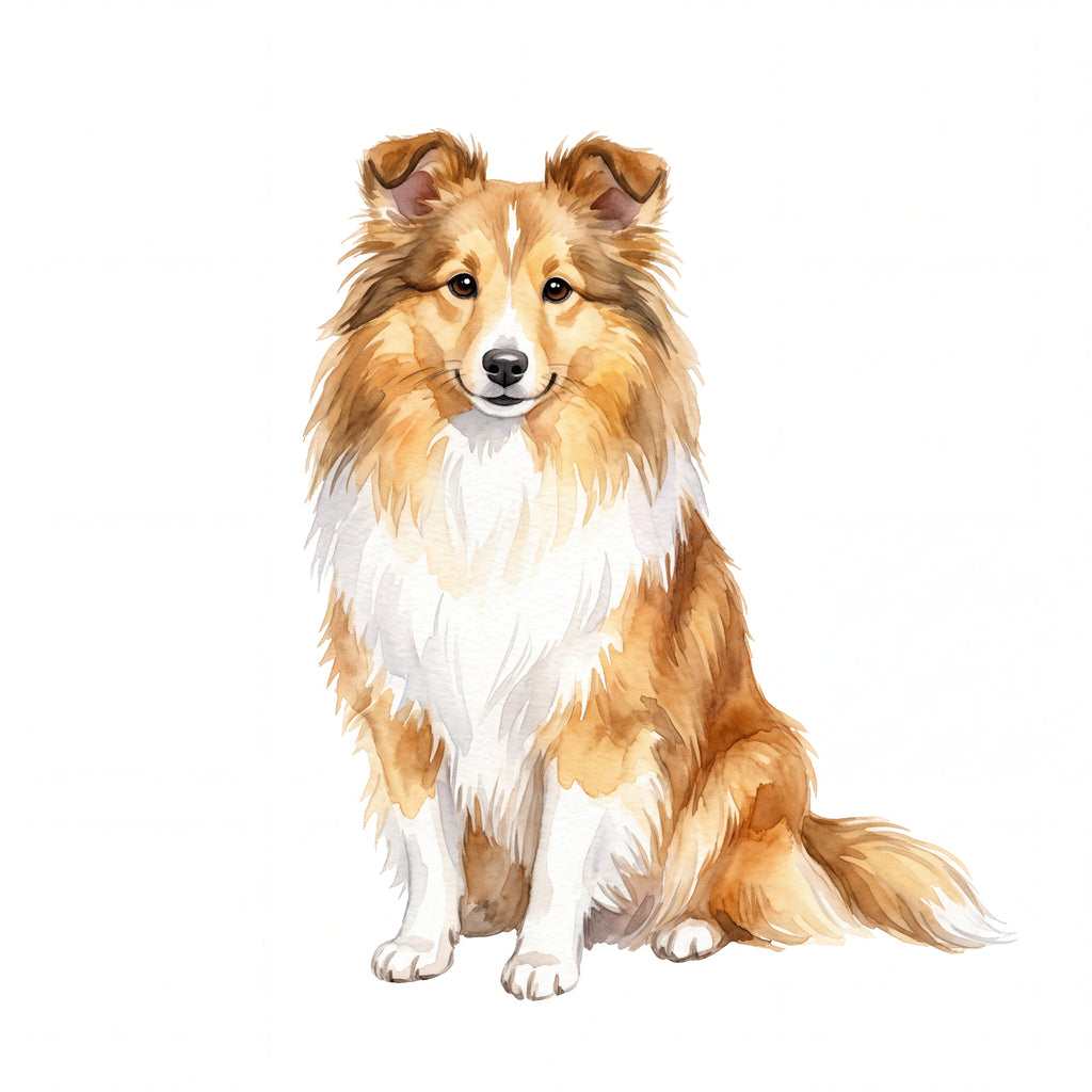 PawTale Press artwork: Shetland Sheepdog, Watercolor style